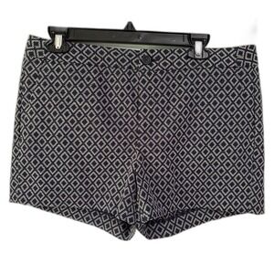 NWT Banana Republic Blue White Geometric Shorts Womens 10 Hampton Fit